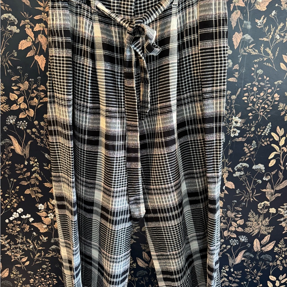 Anthropologie Black and White Checkered Wide Leg Pants